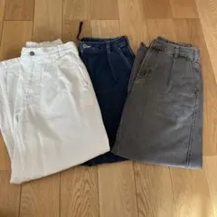 GU デニムカーブタックパンツ S