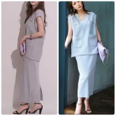 JUSGLITTY ニットツイードベスト　セットアップ