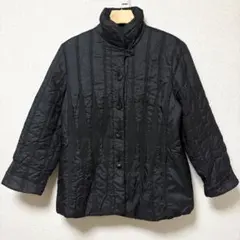 美品　モード麻里美 シルク混キルティングジャケット 黒 L相当 上品アウター