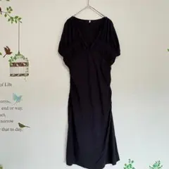 FLORENT /Vネックワンピース 上品 美シルエット 日本製 黒