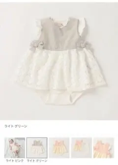 petit main　スカラップレースワンピース×ロンパースセット