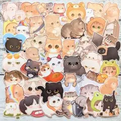 【№705】可愛いねこちゃん ５０枚 フレークシール ネコ シール