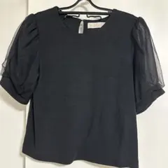 シースルー袖 黒 半袖トップスのサムネイル