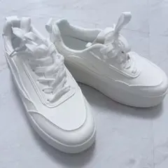 ホワイトスニーカー 厚底 合成皮革