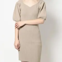 【公式完売】RESEXXY/コルセットデザインニットワンピース/ベージュ/ミニ丈