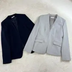 プラステ　PLST ジャケット　ノーカラー　2点セット　ネイビー　グレー　M