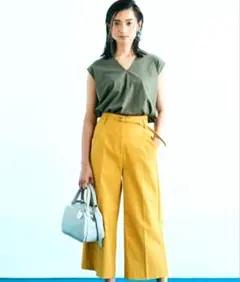 PLST リネンブレンド クロップドワイドパンツ Sサイズ