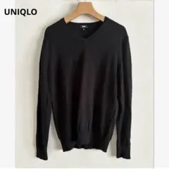 UNIQLO エクストラファイン メリノ Vネックセーター 黒　M