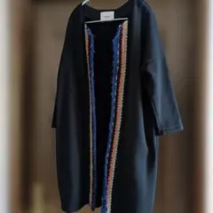 marble SUD rhythm ブラック ロングコート ニットストライプ装飾