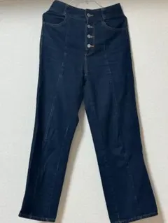 【GU】ダークブルー ハイウエストデニム