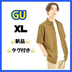 【新品タグ付】GU XL リネンブレンドシャツ メンズ　シャツ 速乾 吸水 吸湿