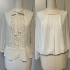 GU フリル付き長袖シャツとビーズと裏地付きブラウス　2枚セット