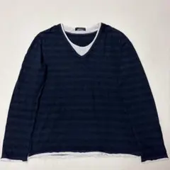 BEAMS 長袖カットソー ネイビー