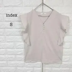 インデックス index トップス カットソー 袖フリル パールボタン ベージュのサムネイル