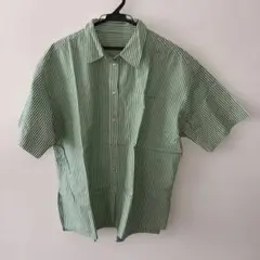 Lowrys Farm緑と白のストライプ 半袖シャツ