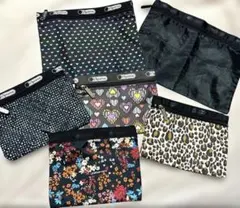 《未使用あり》レスポートサック　フラットポーチ6点まとめ売り　ハート　ヒョウ柄