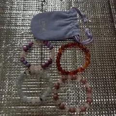 2026年サポート天然石ビーズブレスレット4点セットポーチ付(小玉1㌢)