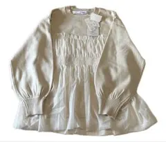 しまむら collin チュールドッキングニットプルオーバー アイボリー L