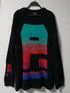 Bershka グラデーションパネル シャギーニットセーター ブラック 40のサムネイル