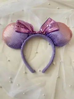 ディズニー カチューシャ スパンコール パープル グラデーション