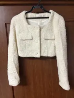 BUTTON 12 ノーカラージャケット ホワイト