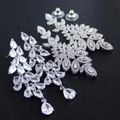 【2個セット】シャンデリアピアス ブライダルジュエリー ビッグサイズピアス