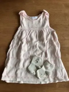 familiar ピンク ワンピース 80cm 靴下付き