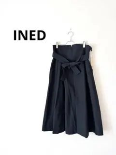 INED イネド ハイウエスト フレアスカート リボンベルト 日本製