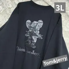 【大きいサイズ】トムとジェリー 合皮プリントトレーナー 薄手 メンズ 3L