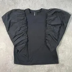 【美品】INÉD イネド パフスリーブブラウス ブラック 9 (M相当)