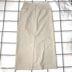ピノーレ　ベージュ タイトスカート ロング　前スリット　M