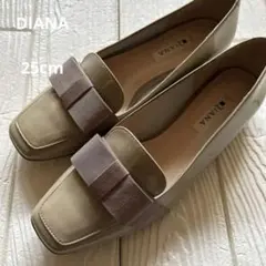 Diana ベージュ　リボンローファー　エナメル　25cm 超美品