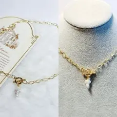 マンテルネックレス 淡水パール ケシパール 14Kgf