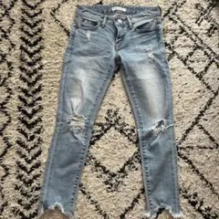 moussy マウジー　スキニー　ダメージデニム　24 フリンジ