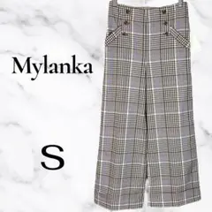 ジャンク新品【Mylanka】ハイウエストチェックパンツ　サイドジップ破損　S