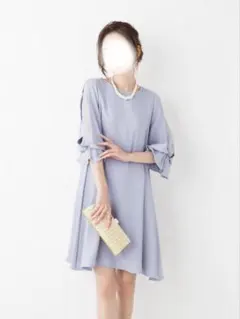 オケージョン　結婚式　パーティ　ドレス　ワンピース　青　水色