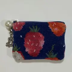 フェイラー ストロベリードット ネイビー キー&カードポーチ