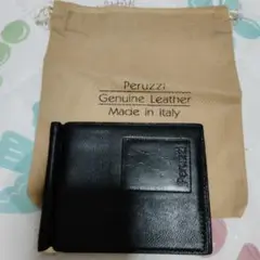 新品Peruzziペルッツィ　レザーカードケース二つ折り財布　黒カード入れ