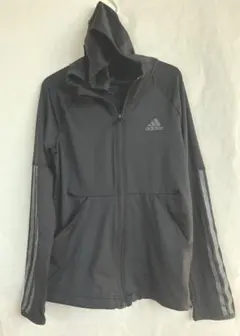 adidas フード付きブラックジャケットパーカージャージ上