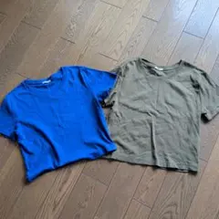 GU　美品半袖Tシャツ 2枚セット ブルー カーキ