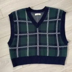 新品/Noble Caton/チェック柄ニットベスト/M