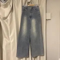 ワイドレッグデニムパンツ ライトブルー