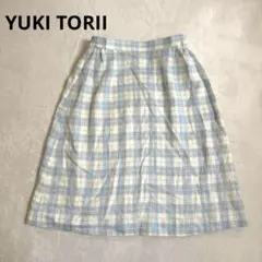 YUKI TORII ユキトリイ チェック柄 リネンスカート ブルー系 11のサムネイル