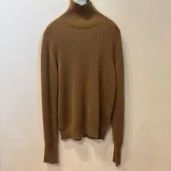 NANO UNIVERSE ブラウン タートルネック リブ編みセーター