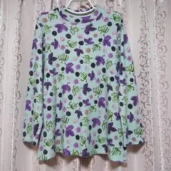 MISSEL　花柄 長袖チュニック ミントグリーン　LL