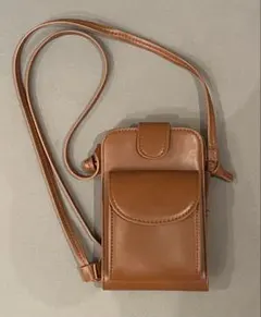 studioclipキャメルのフラップ付きショルダーバッグ