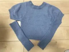 ライトブルー クロップドニット Mサイズ