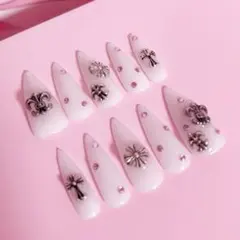 ♥ ネイルチップ ホワイト 平成女児 量産 ♥