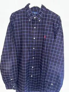 ポロ・ラルフ・ローレン ネイビー チェック ボタンダウンシャツ