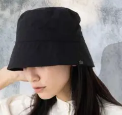 新品未使用　バケットハット　　ナイロン　ダウンブリム　無地　黒　調整あり